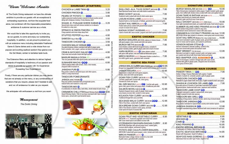 Exotic Dining Indian Restaurant On Newland Street Kettering Everymenu